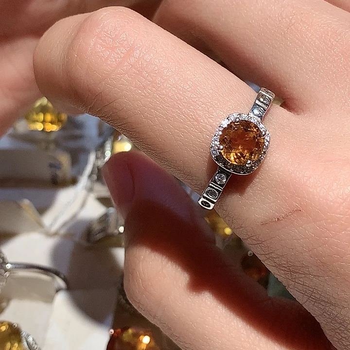 黄晶银S925镶嵌戒指