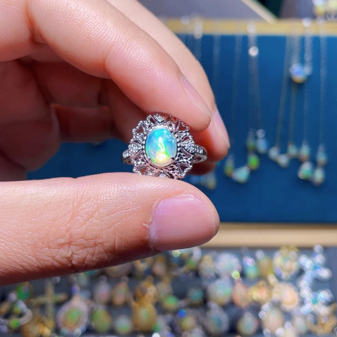 欧泊戒指）银S925镶嵌傻*好