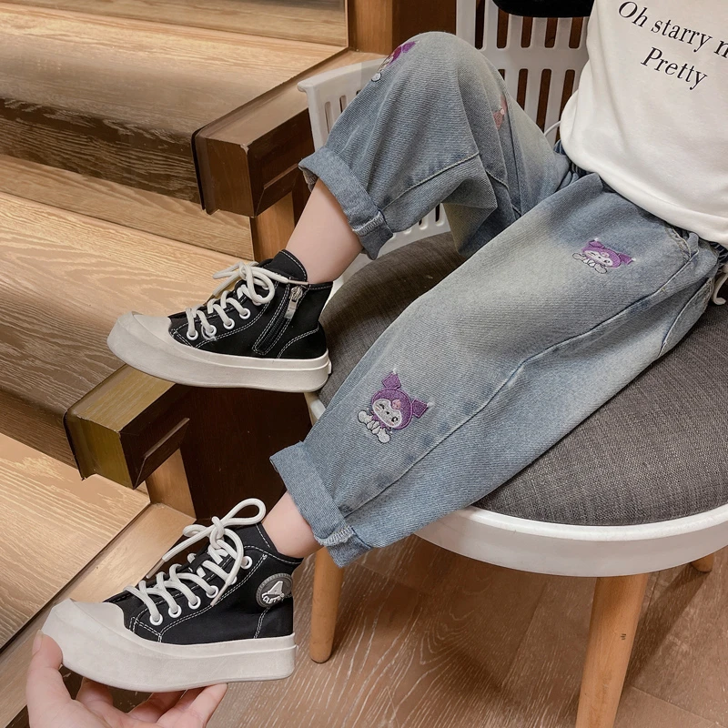 女童裤子春秋2025新款儿童春季休闲直筒老爹裤女宝宝洋气牛仔裤子