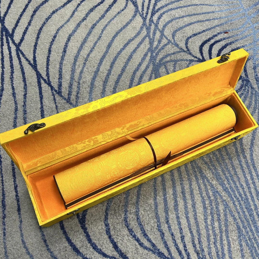 齐振家手绘【江山如画】600X50cm手卷送锦缎礼盒收藏送礼作品