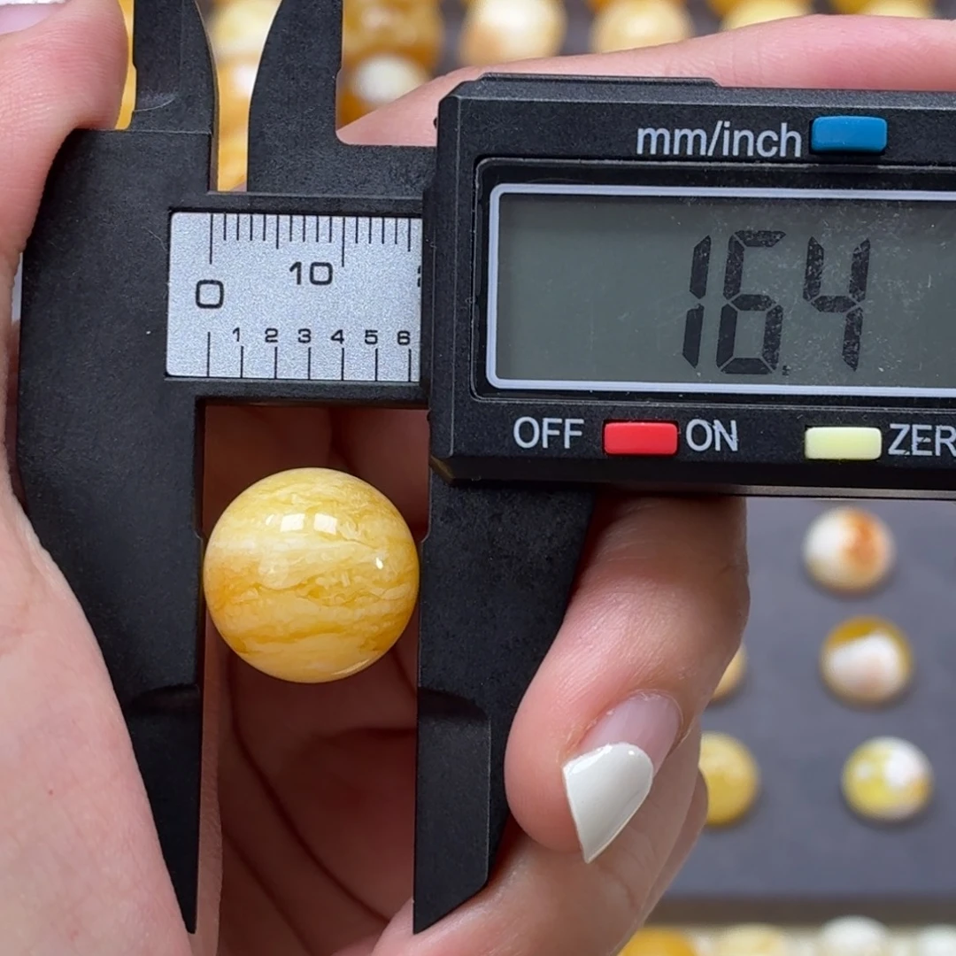 琥珀未镶嵌裸石焦皮千层雪虎皮纹16.4mm