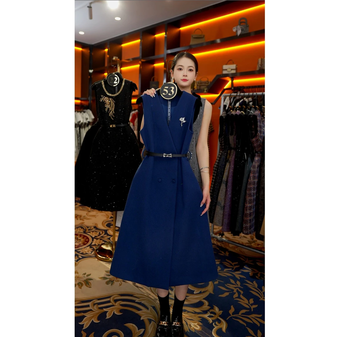 【宠粉价】赫本风轻奢美拉德气质无袖设计连衣裙NH-WX292