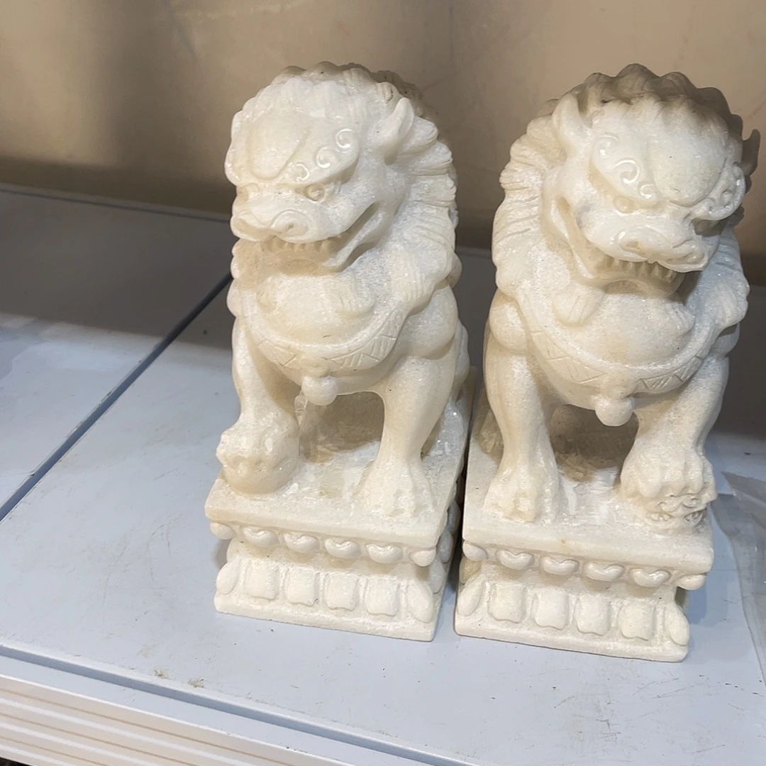 石材汉白玉雕刻石雕狮子一对