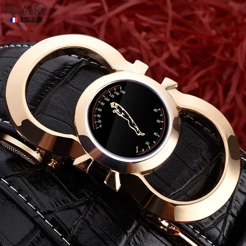 男士皮带真皮捷豹自动扣牛皮百搭潮流时尚商务腰带男送礼高档礼物