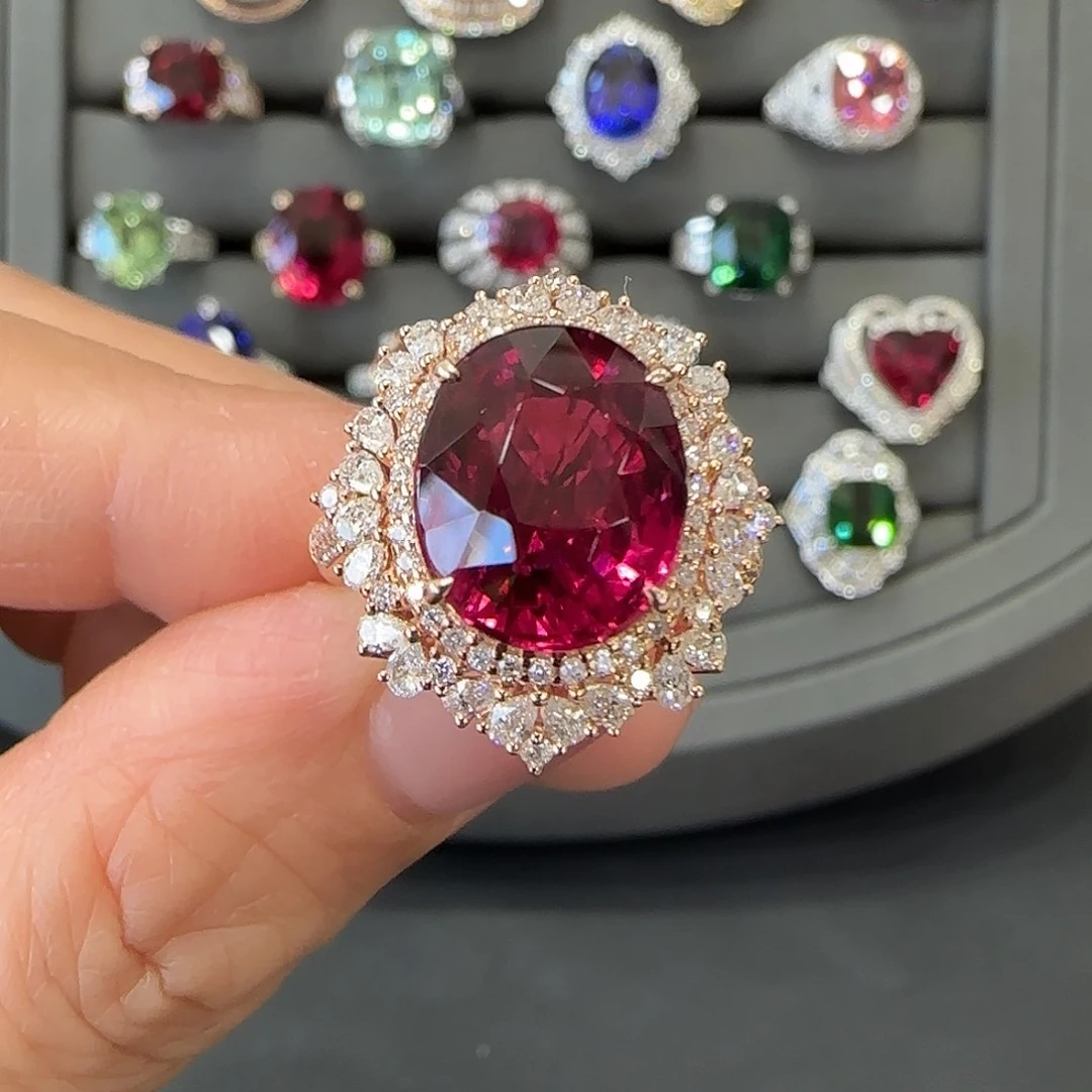 碧玺戒指18K金镶嵌6.69ct