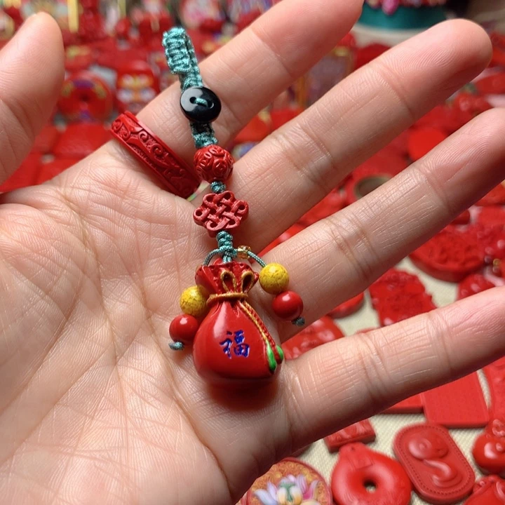 天然辰砂工艺品朱砂钥匙扣