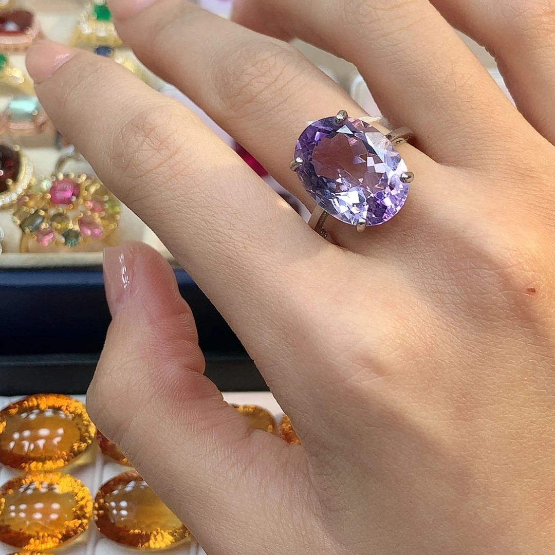 银S925镶嵌戒指紫晶