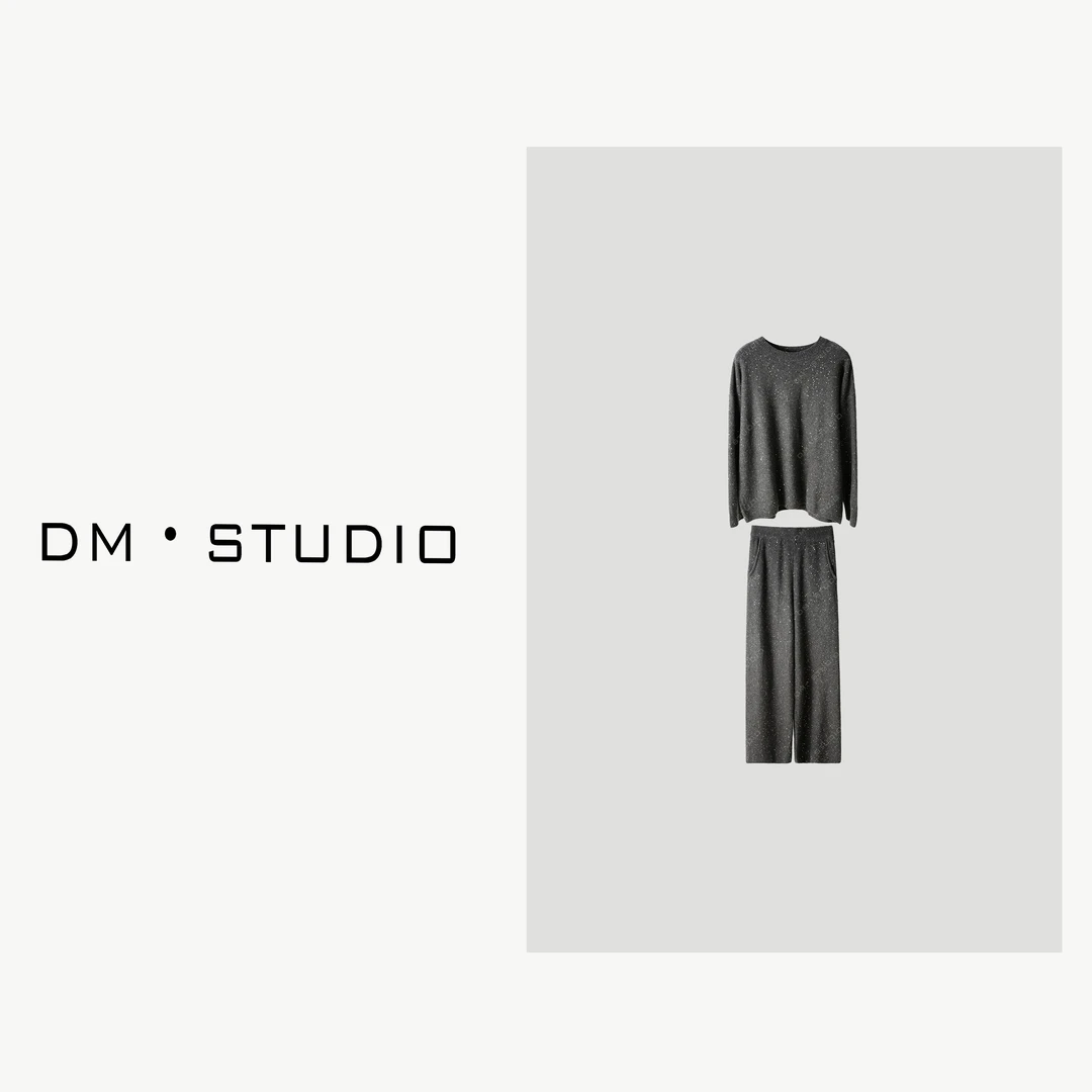 -DM•STUDIO/满天星亮片套头毛衣+长裤100%羊毛套装（24029）