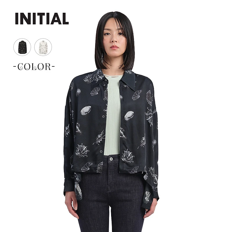 【贝壳系列】INITIAL24秋季新款蝙蝠袖宽松衬衫女24FITFMCVV517