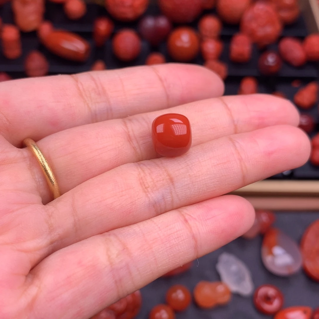 南红玛瑙柿子红满色满肉老型10✖️9.2mm未镶嵌