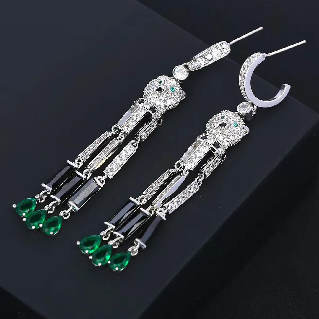 铜合金锆石耳饰 轻奢流苏耳钉328