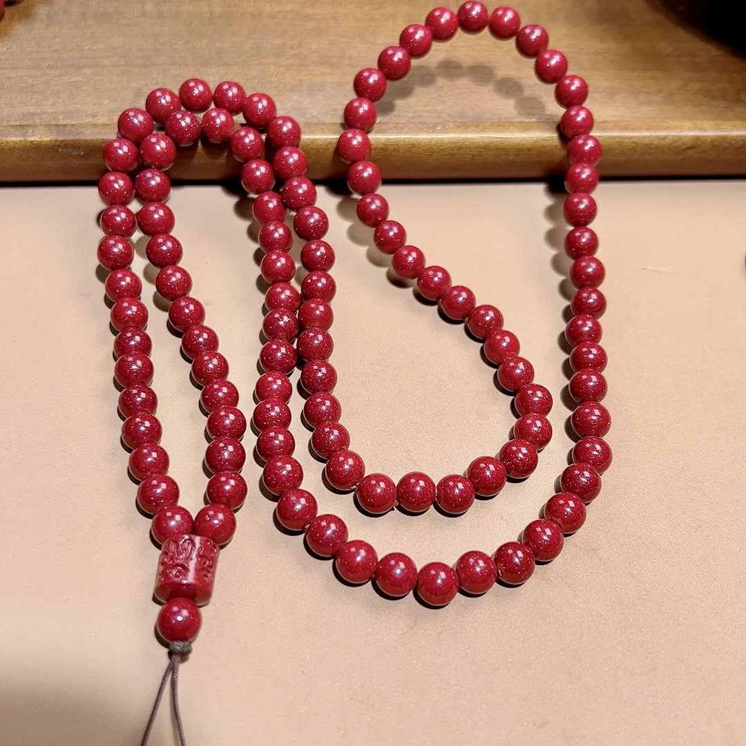 含辰砂工艺品紫金砂108颗珠链卡6mm（不含吊坠）