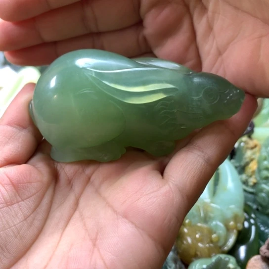 蛇纹石玉岫玉手把件未镶嵌꧁****式