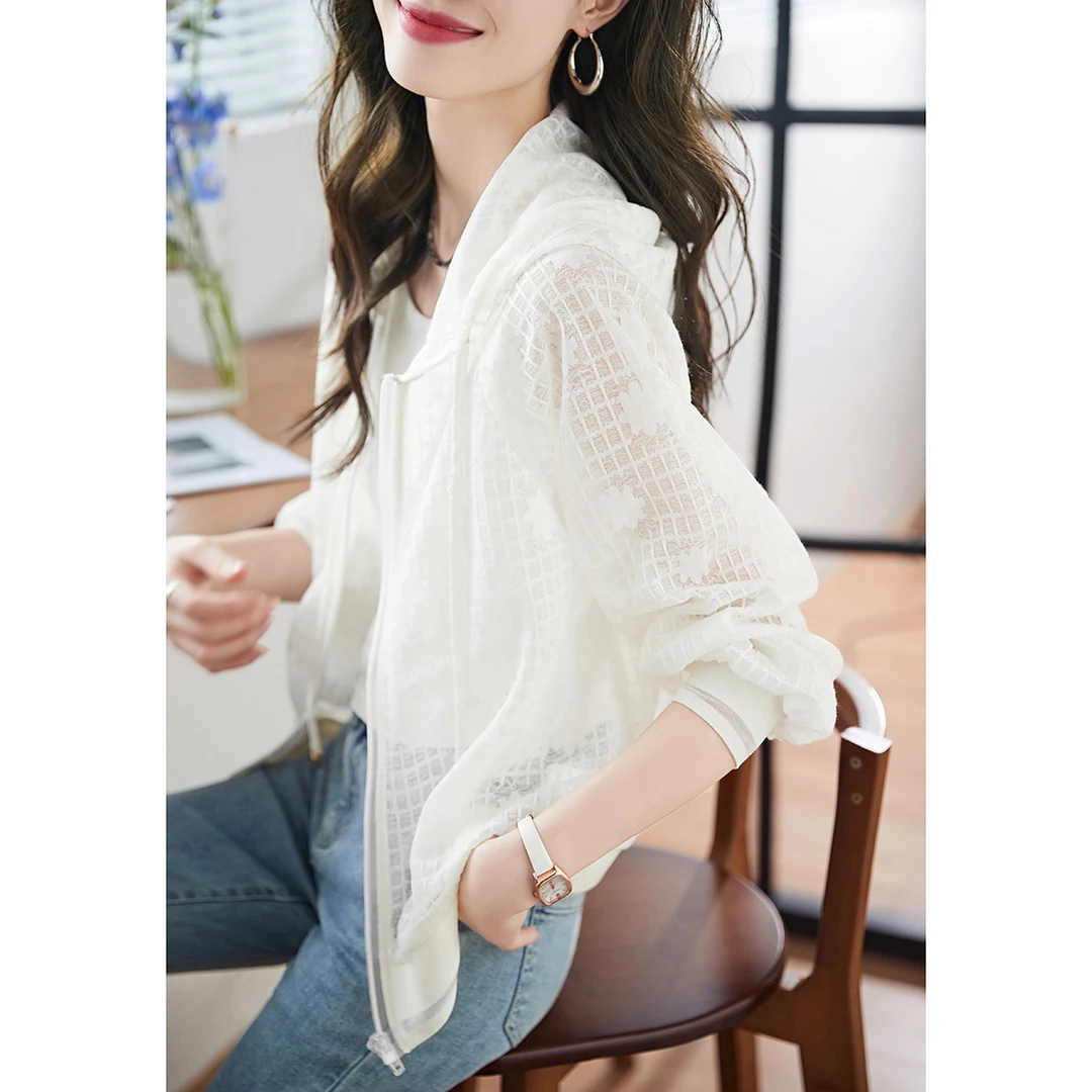 沫晗依美【透气凉爽舒适】25夏新时尚百搭肌理显瘦舒适防晒外套5279