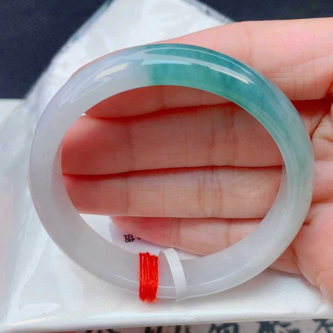 翡翠未镶嵌手镯53.5圈 细糯化水墨画半山水意境