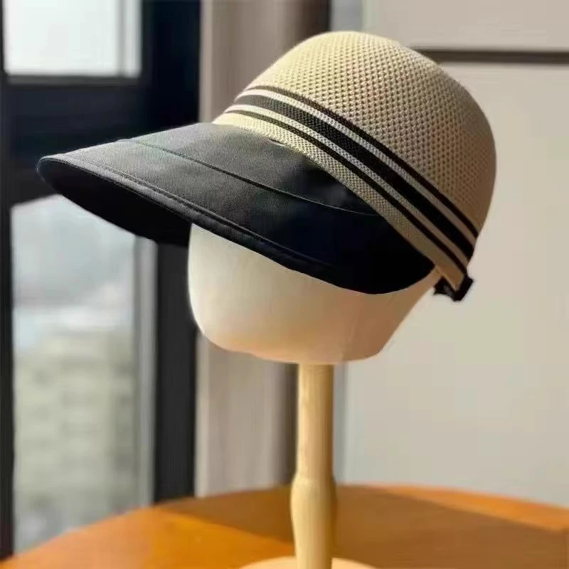 春夏镂空透气鸭舌帽女2025新款可挂口罩大檐遮阳帽户外出游防晒帽