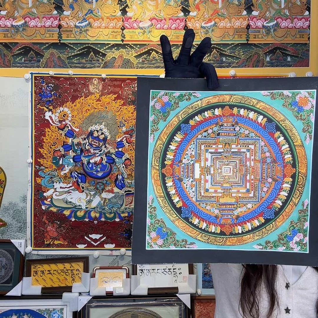 卷轴画纯手绘坛城唐卡27厘米左右