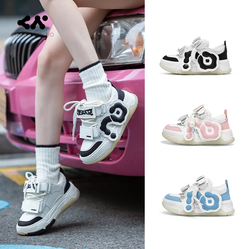 CN四季明星同款魔术贴运动休闲百搭潮流厚底低帮情侣面包鞋