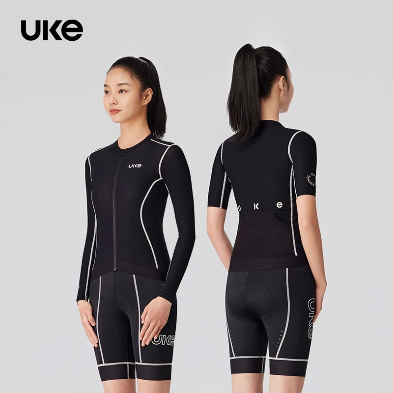 UKE女子骑行服时尚酷帅透气速干舒适安全长袖短袖上衣  林泉/共云
