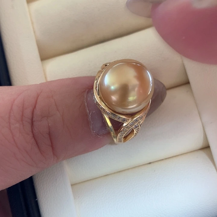 银S925镶嵌戒指海水珍珠