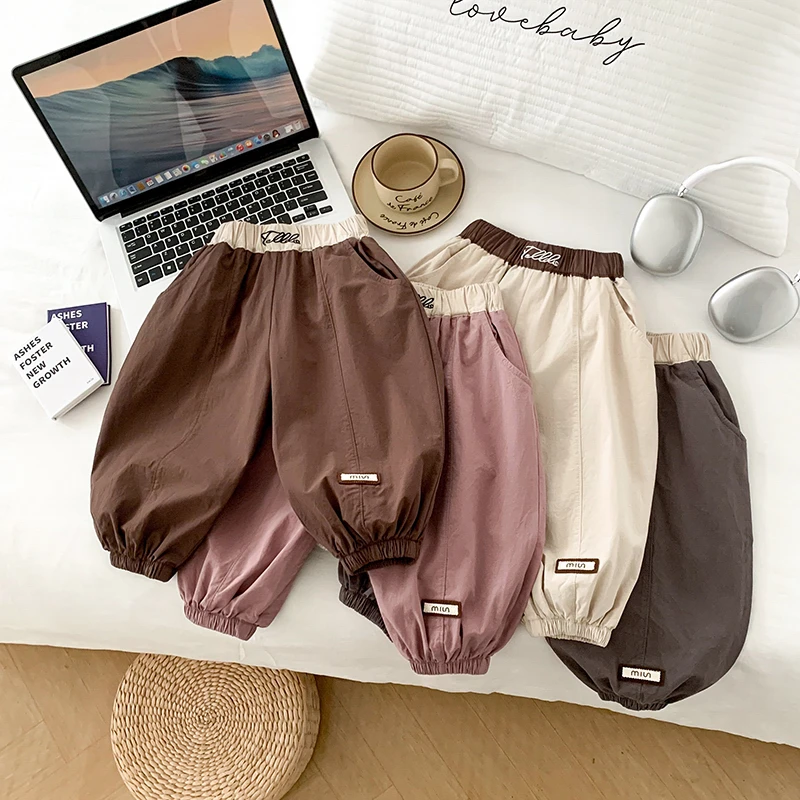 新款洋气男童女童时尚韩版九分水洗棉薄款夏季宽松裤子Z252031K