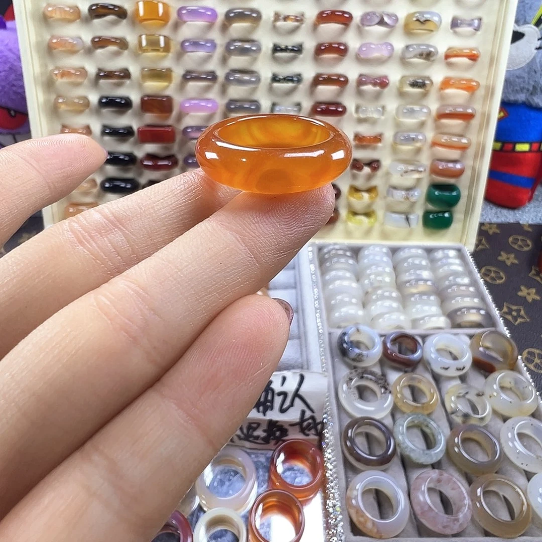 玛瑙/玉髓未镶嵌戒指B29不退换19港20