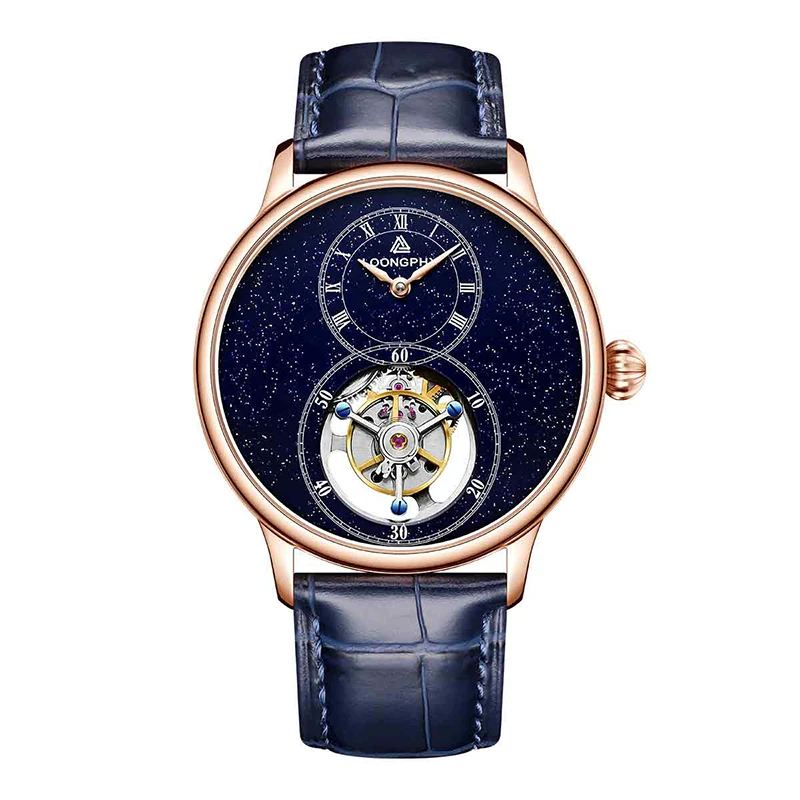 八方来财陀飞轮潮流时尚气质个性高档防水男士手动上链机械腕表