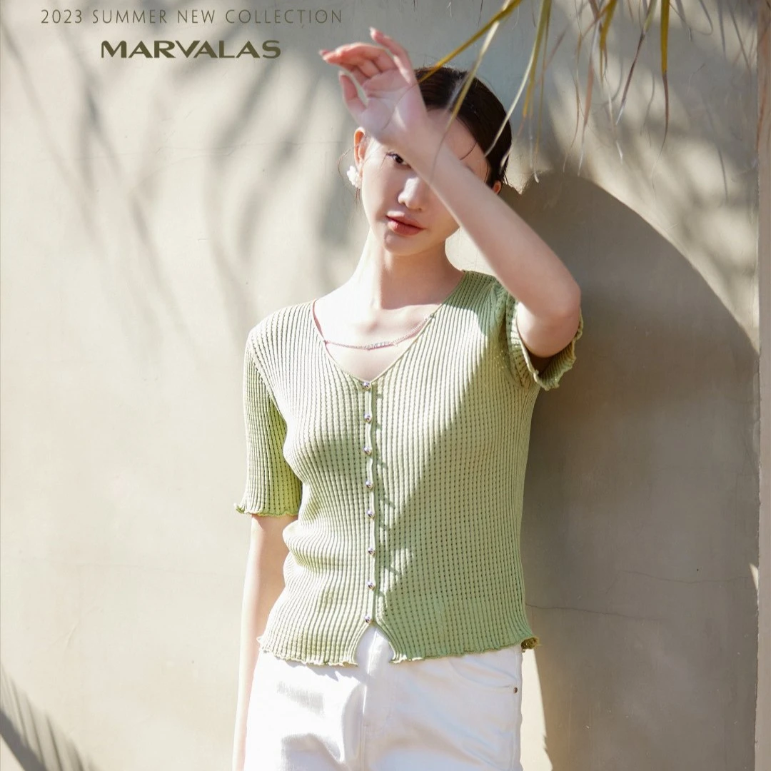 【专柜同款】M733104622曼德诗短款套头衫上衣显瘦时尚夏季修身