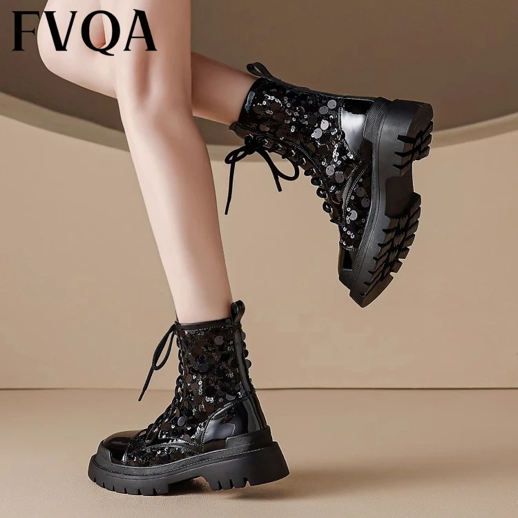 FVQA亮晶晶马丁靴夏季透气潮牌女款爆款洋气百搭高级感轻奢时尚