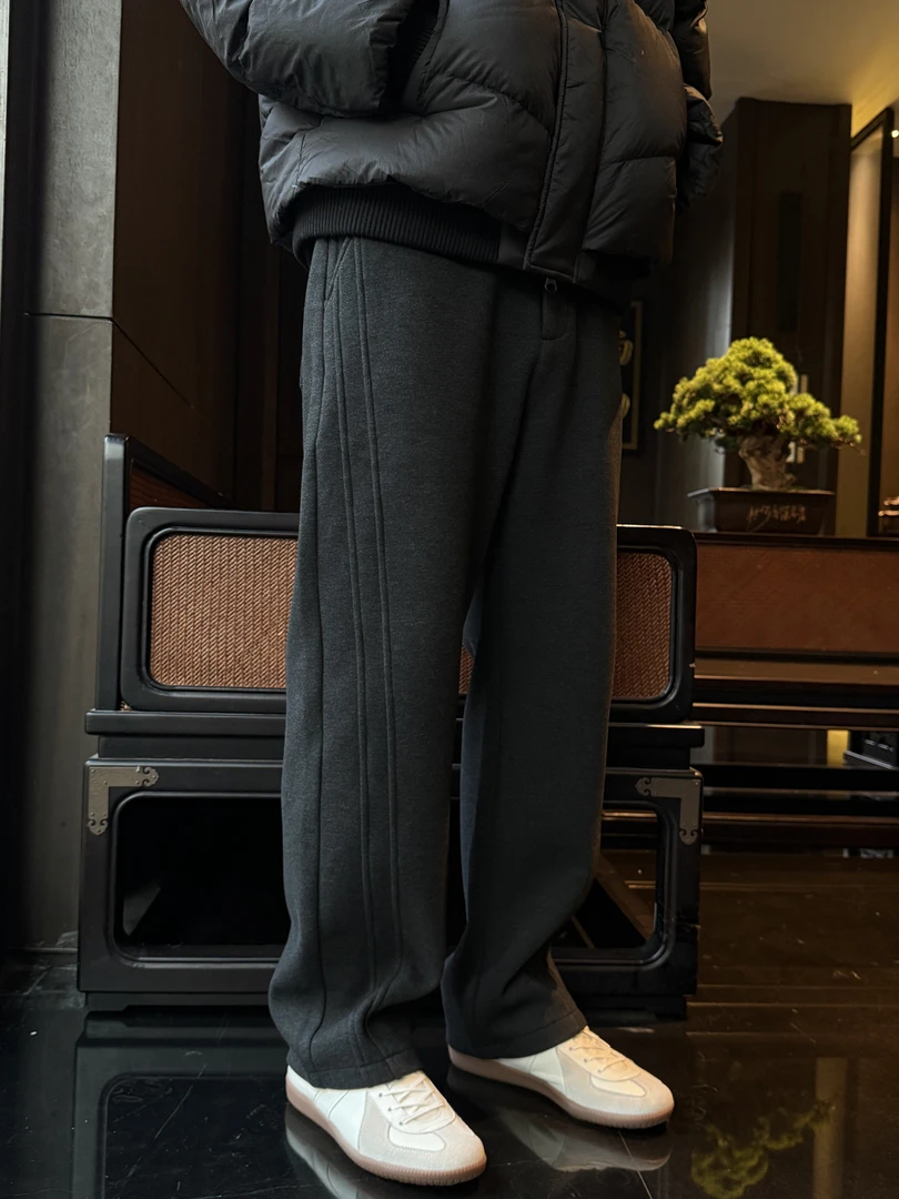 【绵羊毛混纺】加绒加厚冬季保暖舒适立体裁剪宽松廓形情侣长裤