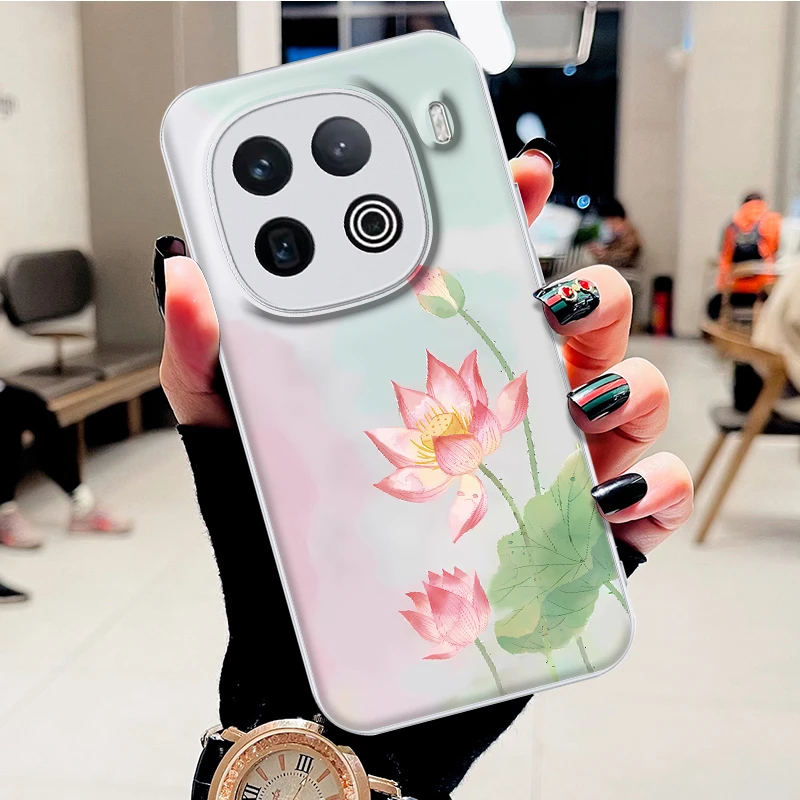 适用VIVOIQOO13手机壳高级感好运莲花水凝壳时尚潮防刮防摔保护套