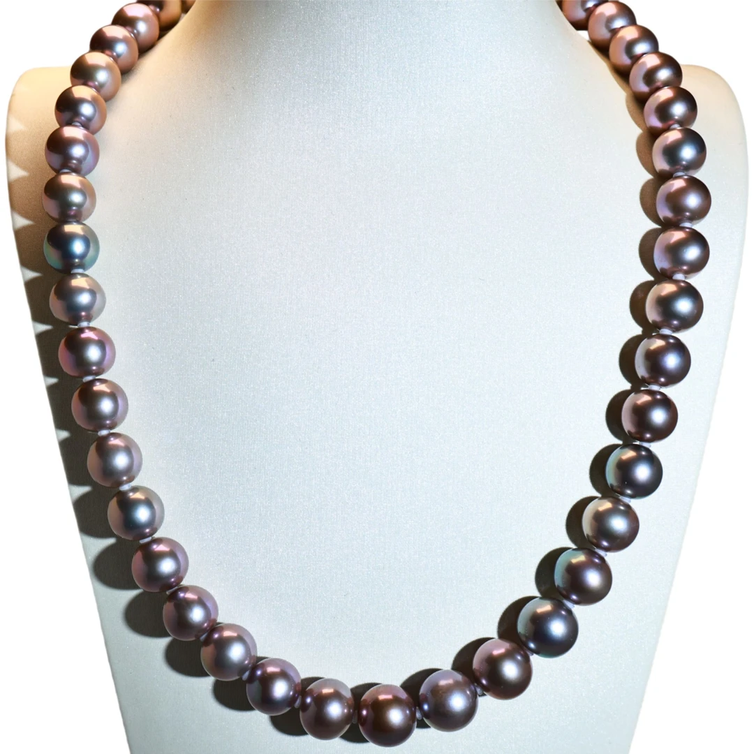 《莫兰紫》DF030 G14K金珠宝级无核紫珠项链  大证款9-10mm