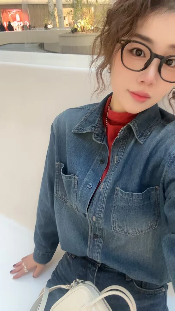 【慧姐韩国正品】纯色复古经典牛仔衬衫/N0退N0换