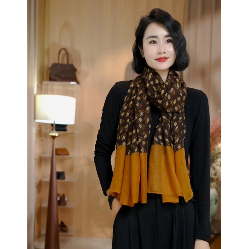 孜禾女款围巾时尚百搭印花长款优雅休闲秋冬文艺女洋气花色经典