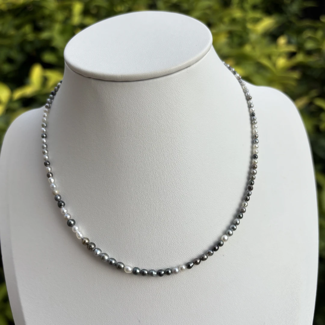 天然无核海水大溪地keshi珍珠项链2-4mm小点位叠戴锁骨链diy现货