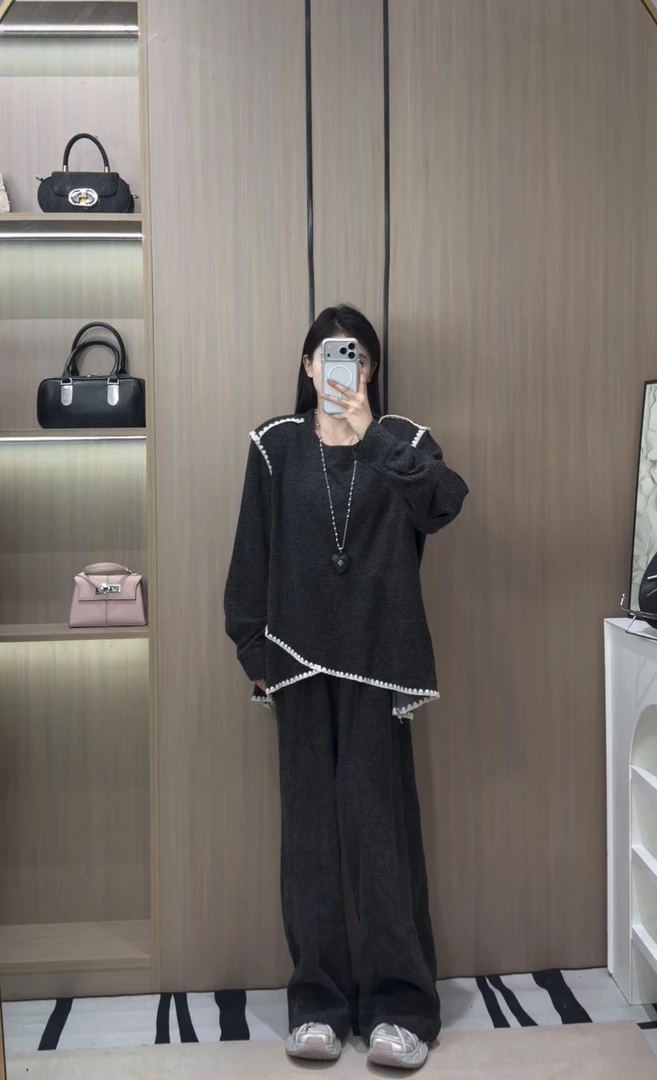 【允儿严选】时尚百搭休闲显瘦上衣＋裤子两件套套装