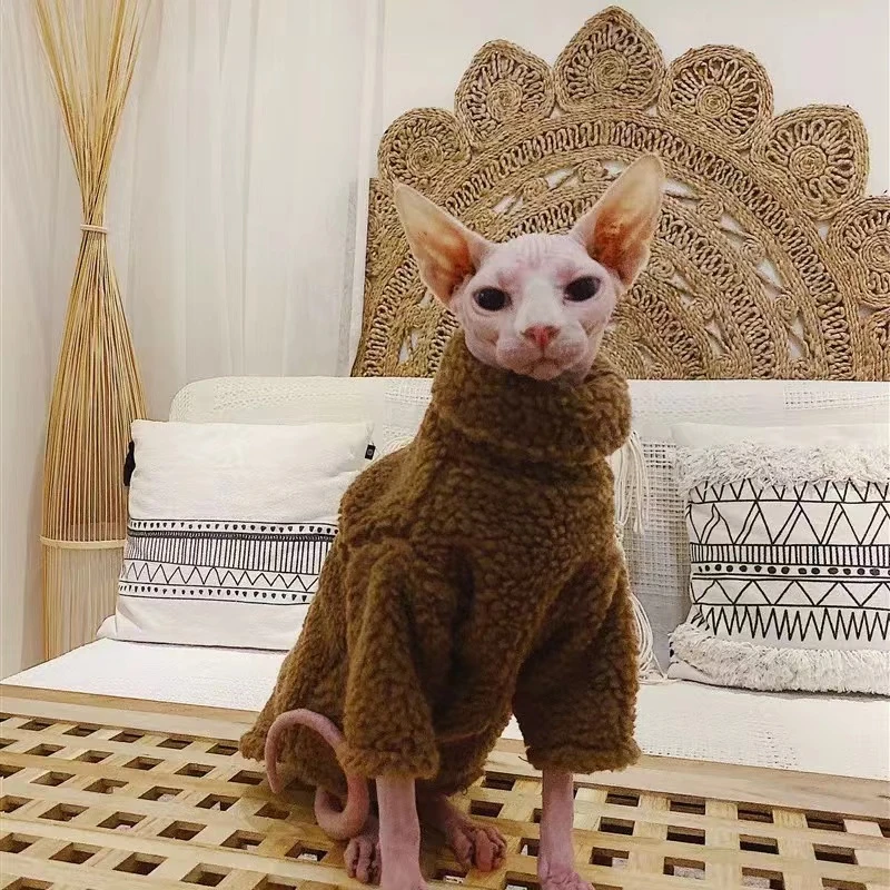 冬季宠物衣服无毛猫德文圆领棉衣亲肤柔软回弹面料冬季宠物猫咪