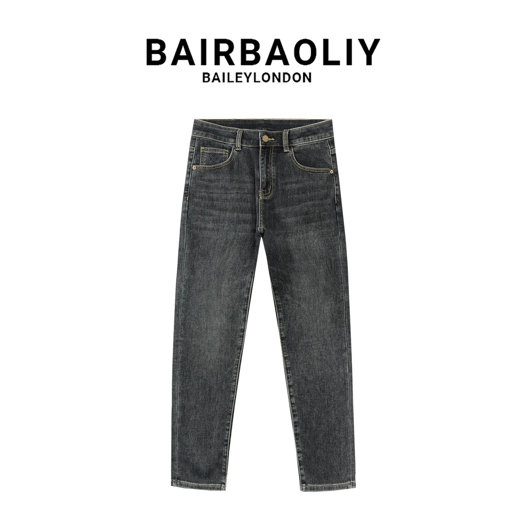 BAIRBAOLIY复古水洗高质感修身时尚牛仔裤新款轻奢高街百搭休闲裤
