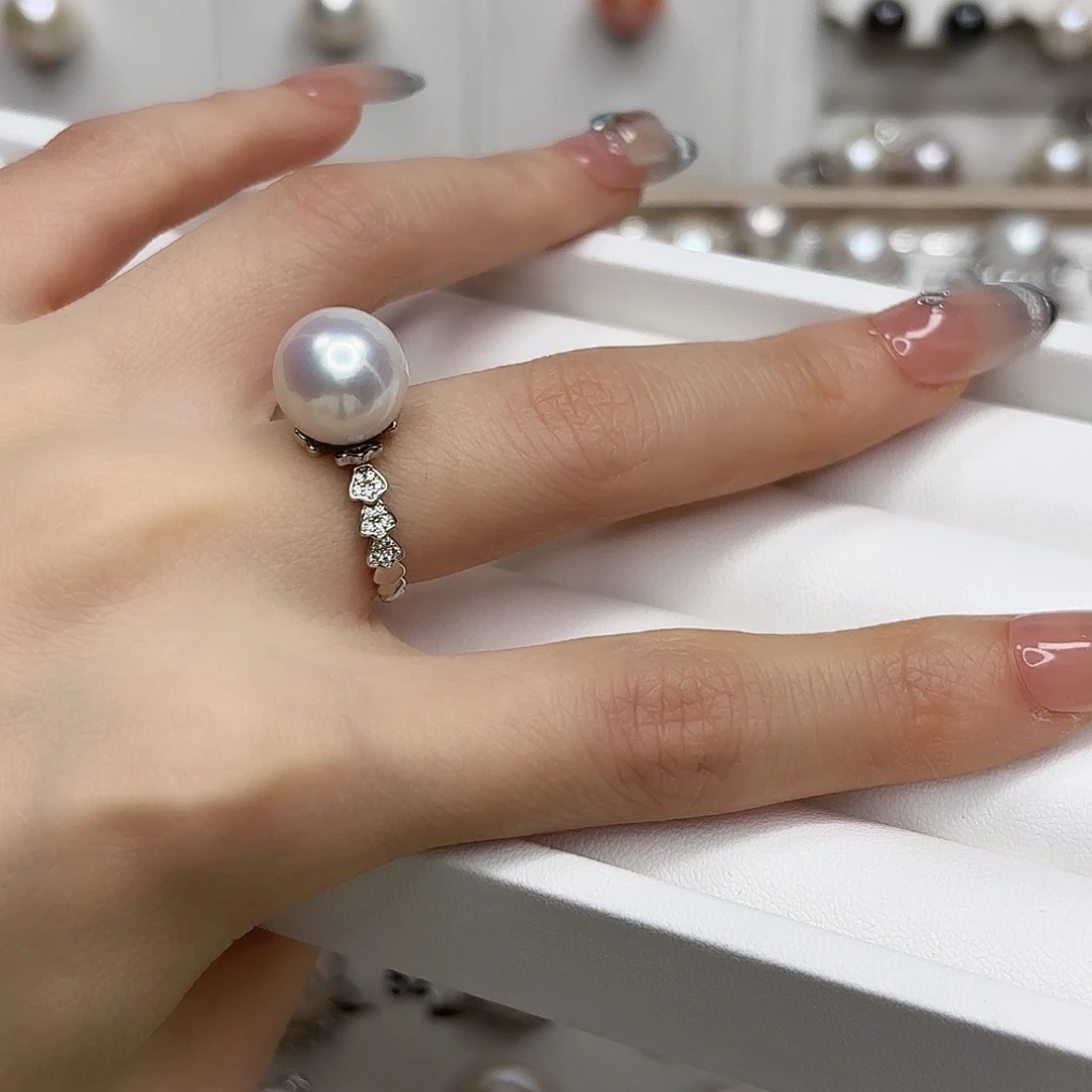 无***姐银S925镶嵌戒指淡水珍珠