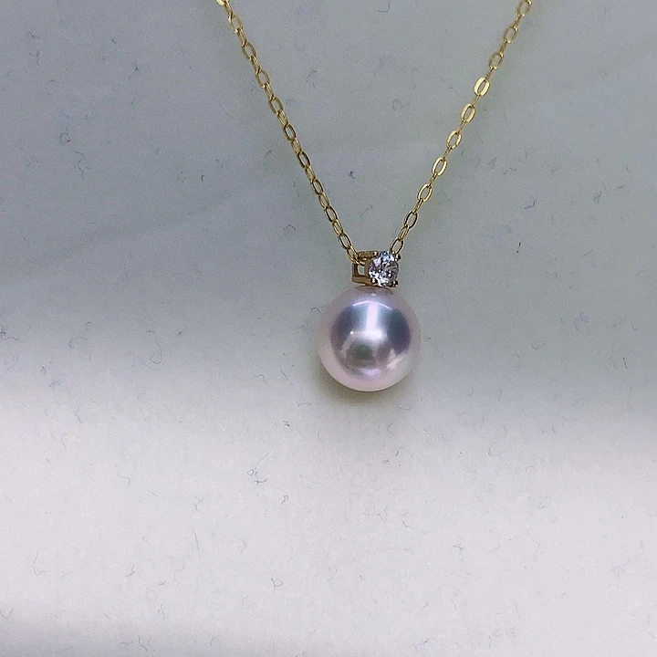 18K金镶嵌吊坠8.5-9海水珍珠