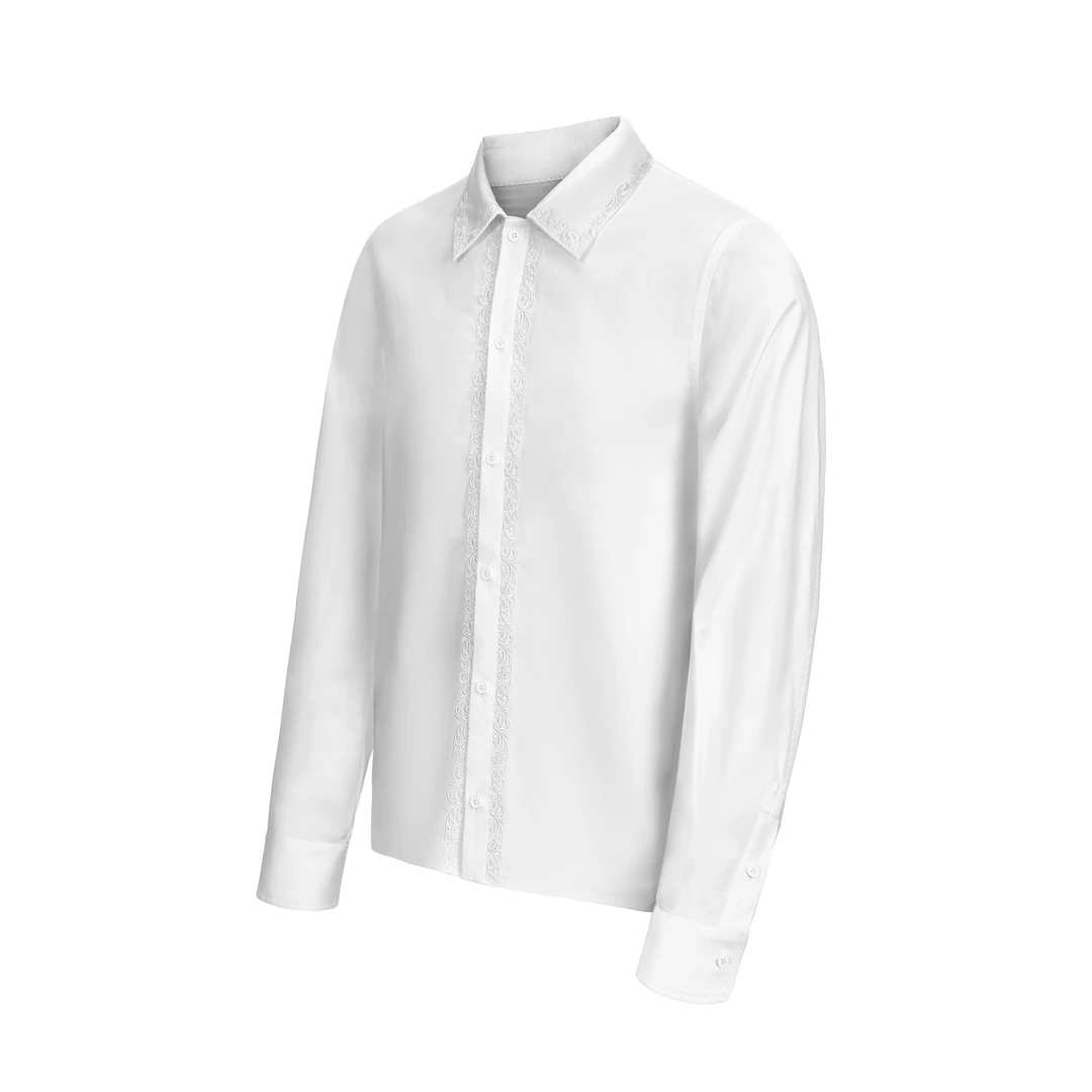 Casoulty Embroidered Shirt/ 天丝 棉 正肩廓形高密刺绣雕花衬衫