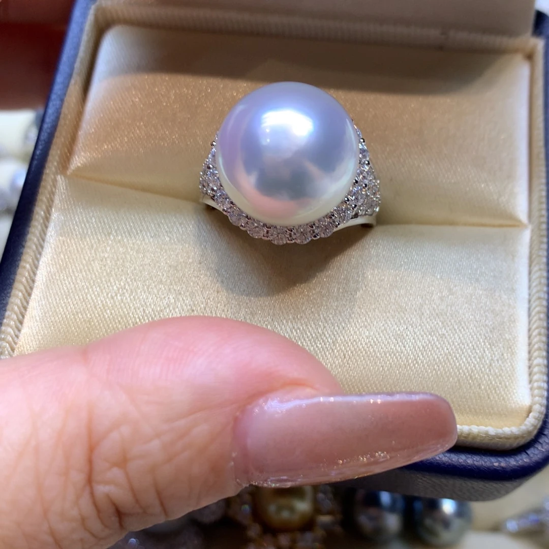 银S925镶嵌戒指海水珍珠