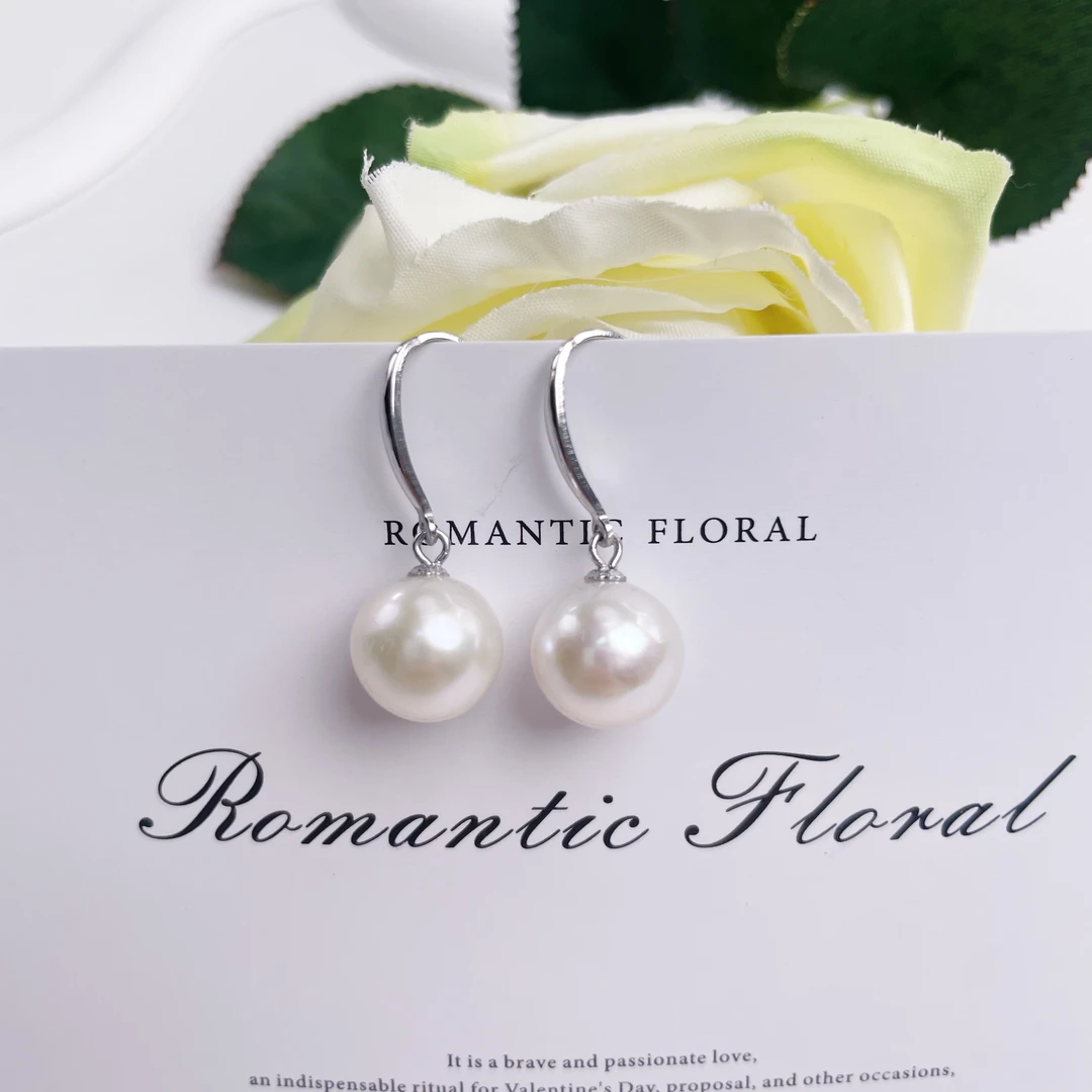 【月光】淡水珍珠耳环耳钉耳饰大颗10-11mm（悦己）s925银X934