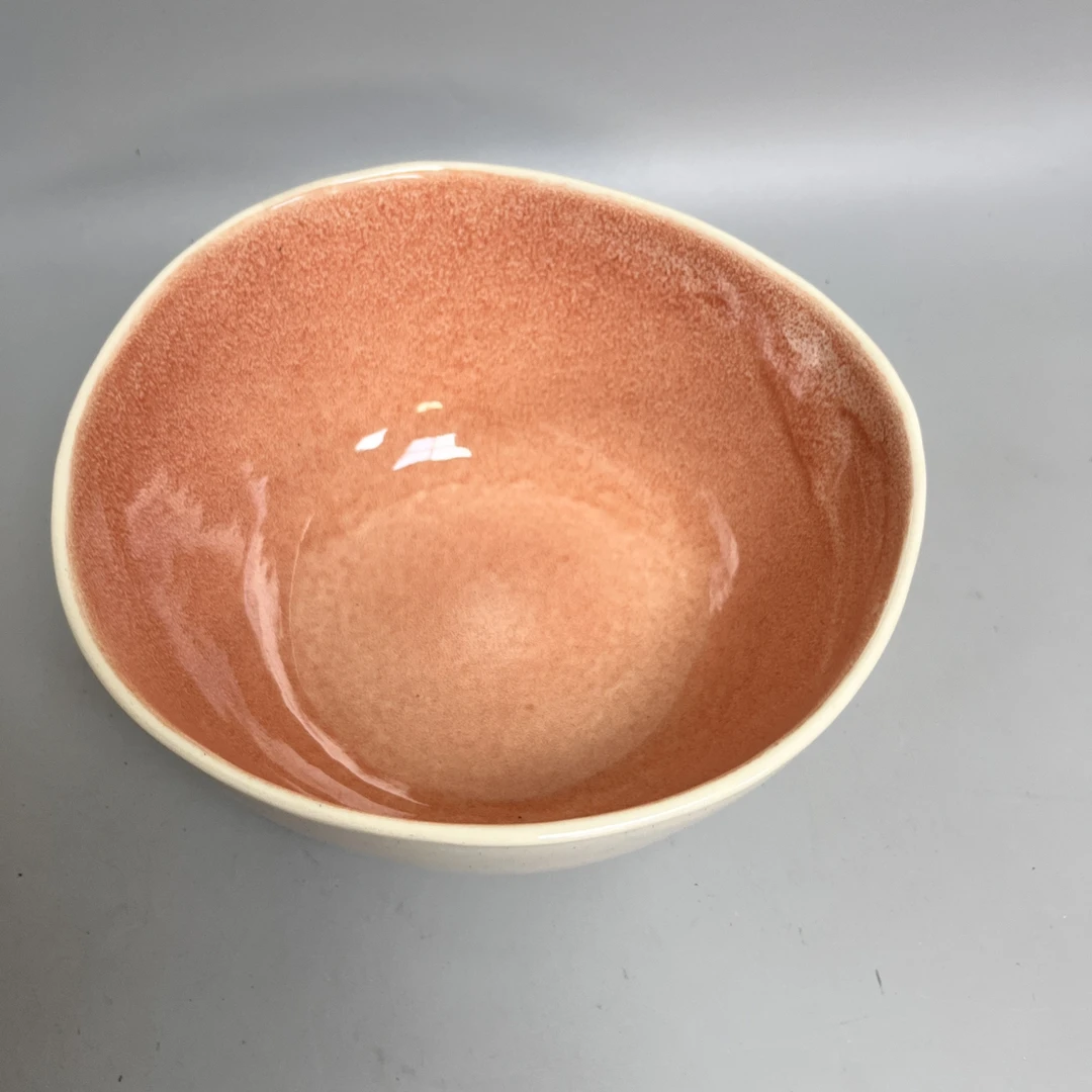 3060和面盆简约实用陶瓷碗 橘粉色设计 家居日常餐具微瑕