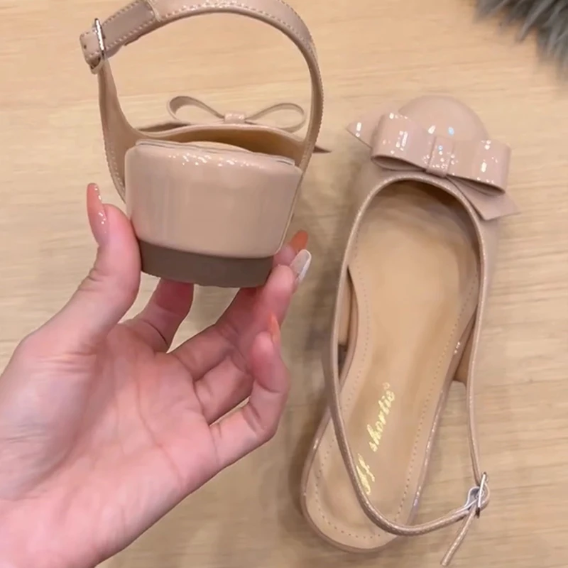 法式裸色包头凉鞋女款2025新款夏季外穿配裙子高跟鞋气质后空单鞋