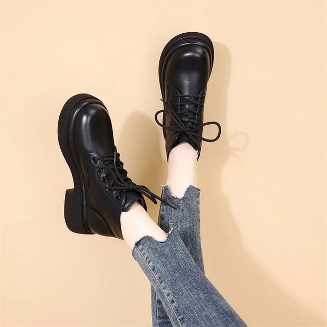 低帮马丁靴女2025新款英伦风时尚真皮及踝靴显瘦秋冬加绒厚底短靴