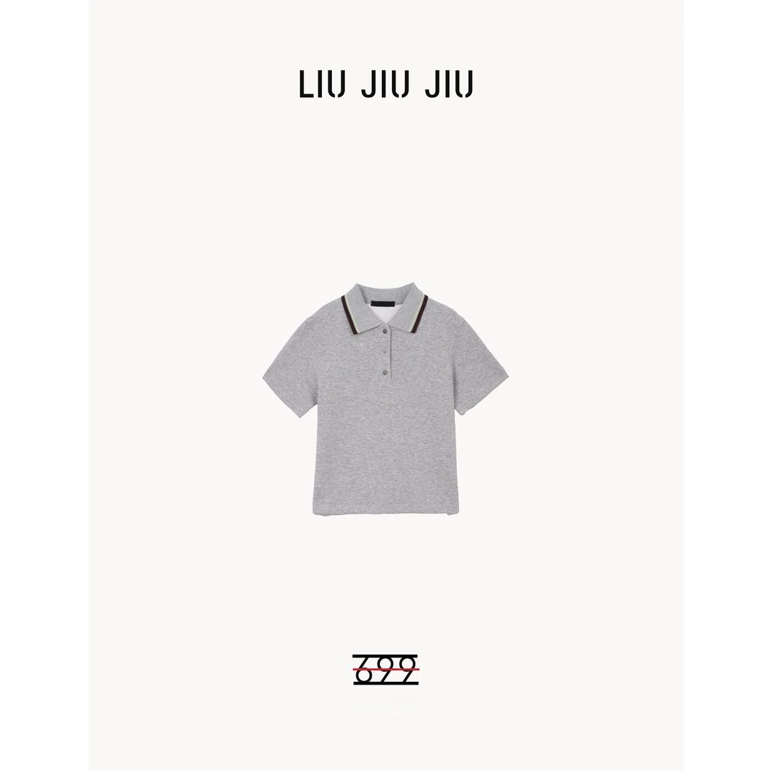 LIUJIUJIU 法式复古撞色高级感上衣百搭显瘦短袖POLO衫SY3232L