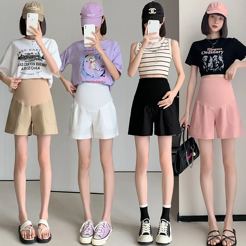 孕妇夏季裤子新款弹力短裤阔腿裤夏天外穿宽松显瘦薄款工装短裤