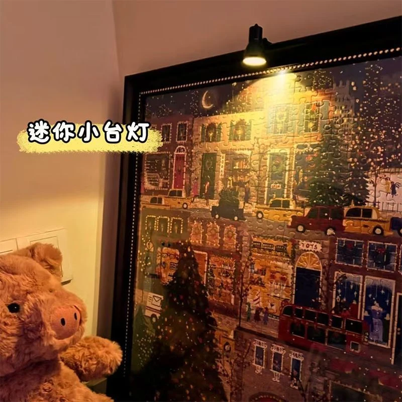 拼图冬灯小灯氛围ED夹子灯创意迷你小台灯可爱小夜灯学生护眼学zk