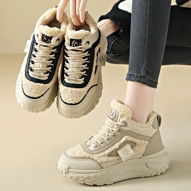 小绵羊 冬季棉鞋女软底不累脚女鞋休闲风休闲纯色风003